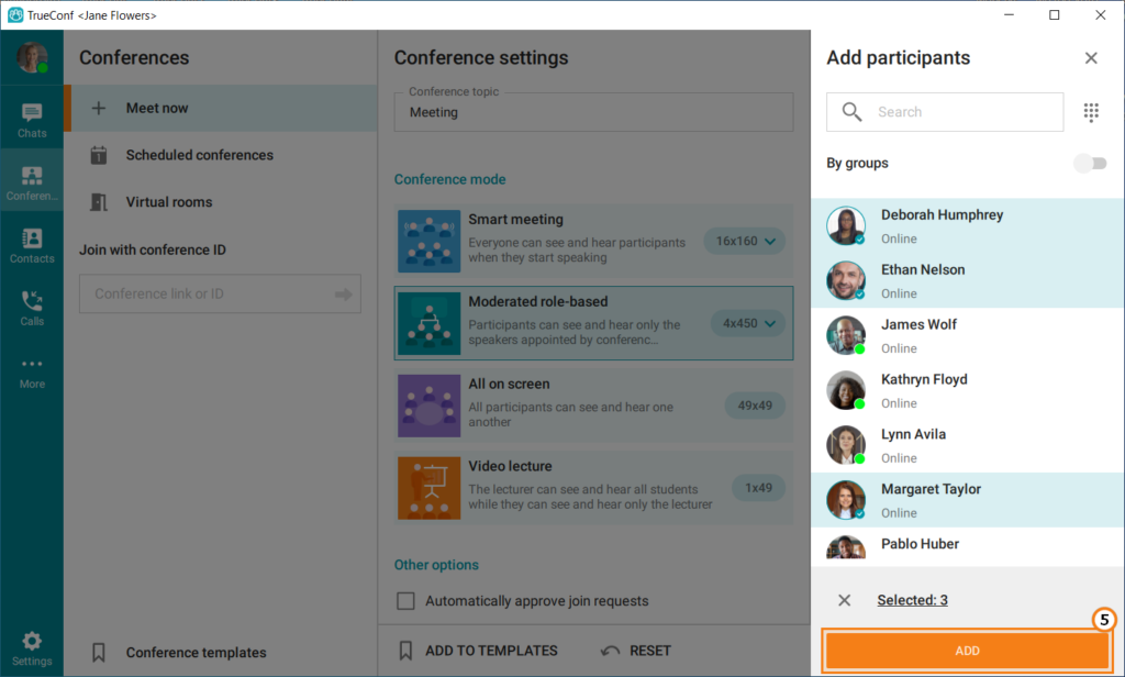 How to hold a role-based conference with TrueConf 3
