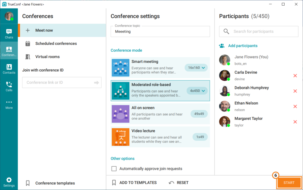How to hold a role-based conference with TrueConf 4