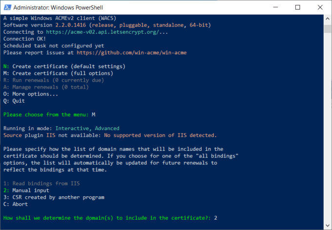 How to create a "Let's Encrypt" certificate on Windows