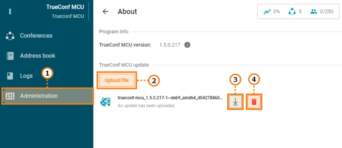 Cómo actualizar TrueConf MCU 1