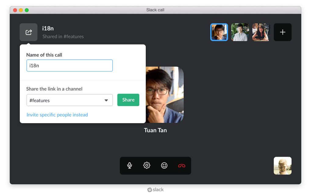 Screen sharing via Slack Screen sharing via Slack