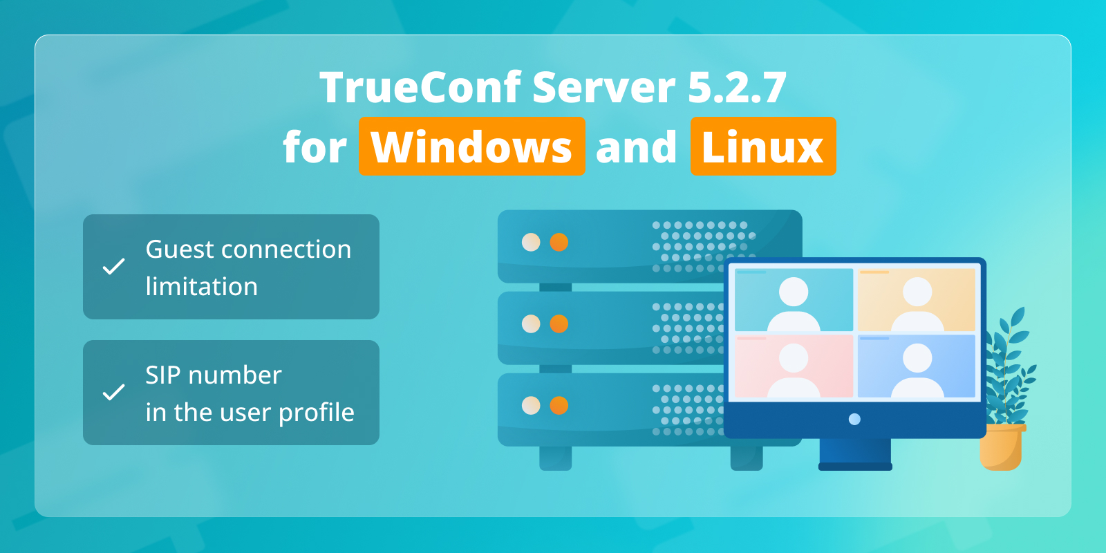 TrueConf Server 5.2.7: Custom limits on guest connections and SIP number in the user profile 1
