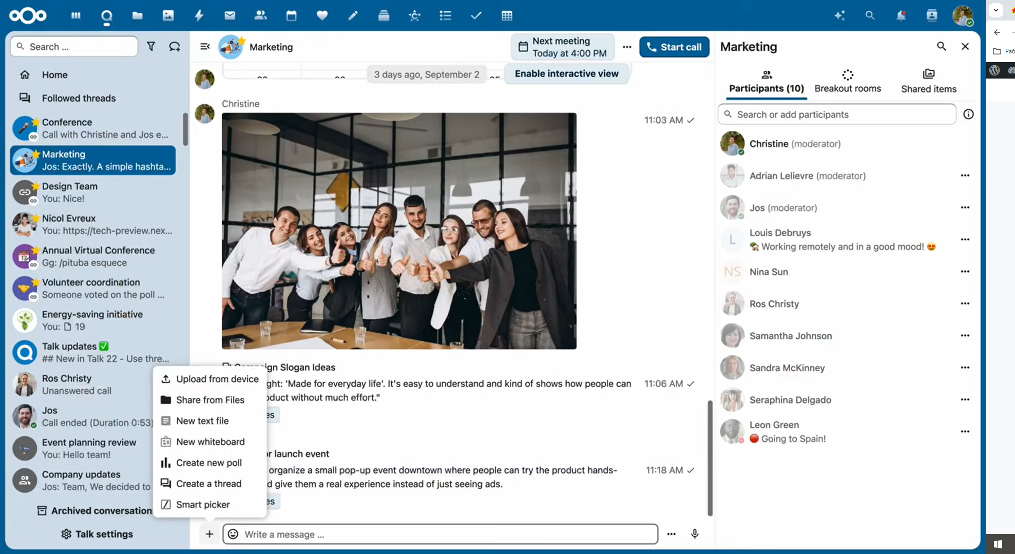 Top 10 Self-Hosted Chat Software Solutions in 2026 25 Nextcloud Talk