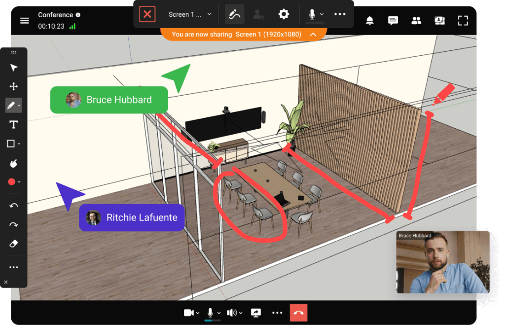 How to create video setup for conferencing during a meeting?