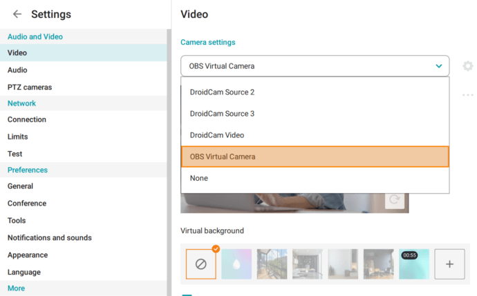 How to use OBS Studio virtual camera in TrueConf client application 5