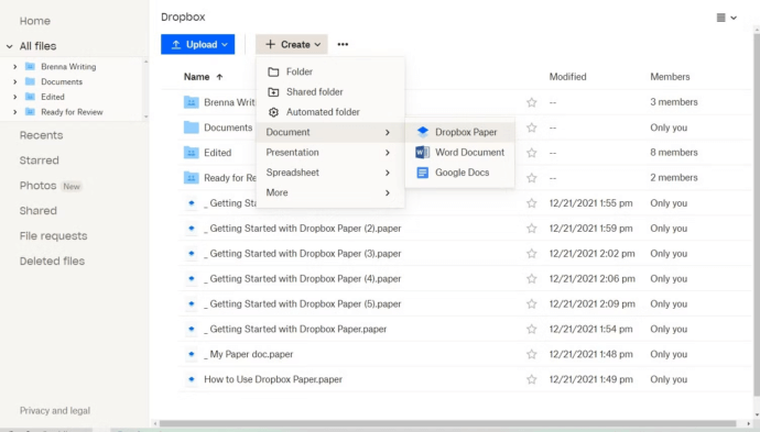 Collaborative Apps - Dropbox Paper
