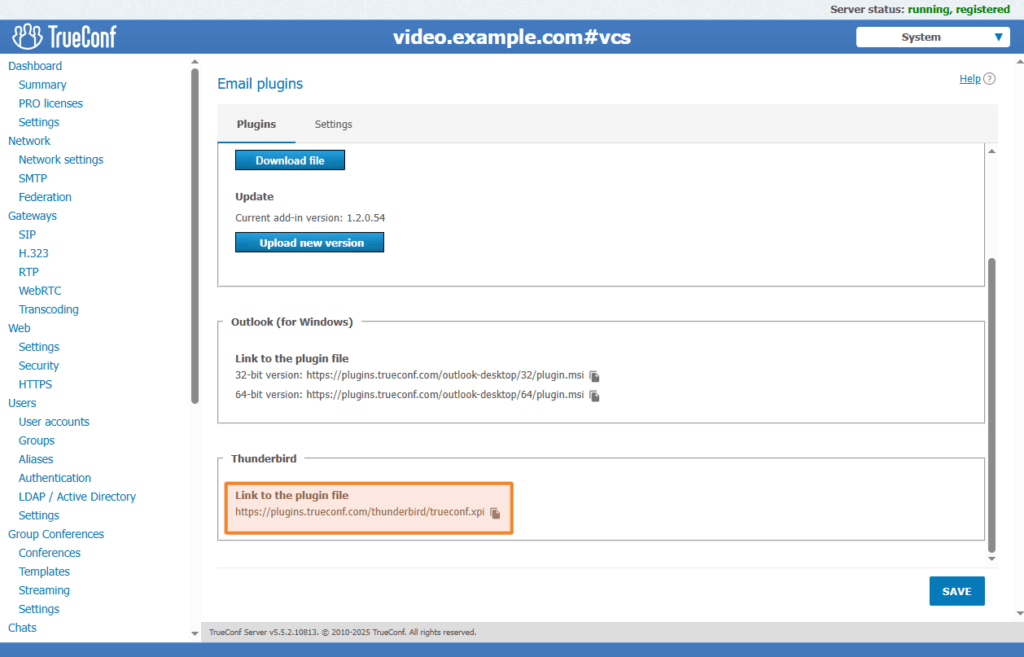 Centralized Management of TrueConf Plugin for Mozilla Thunderbird ...