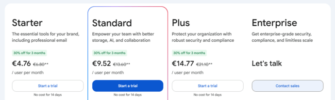 Google Meet vs. Microsoft Teams vs. TrueConf: A Comprehensive Comparison for Modern Collaboration 5 Google Meet Pricing