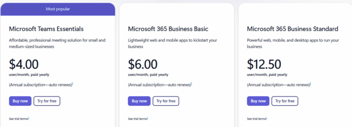 Google Meet vs. Microsoft Teams vs. TrueConf: A Comprehensive Comparison for Modern Collaboration 6 Microsoft Teams Pricing