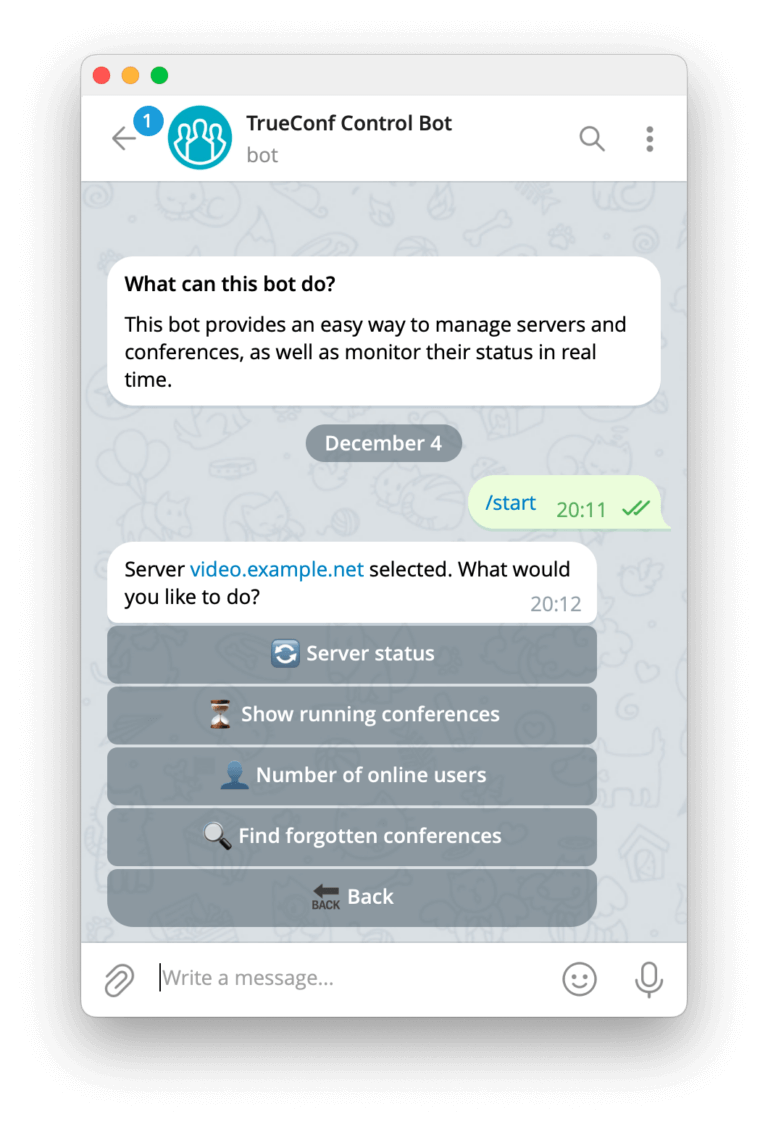How to Control TrueConf Server Using Its API and Telegram Bot — Video ...