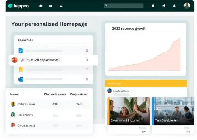 Enterprise Intranet: A Complete Guide to Modern Corporate Communication 7 Happeo interface