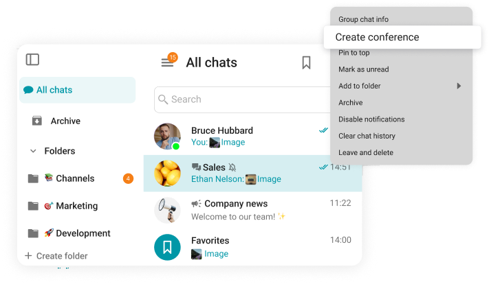 Channels for important announcements in TrueConf