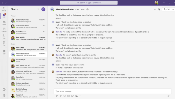 Microsoft Teams chat