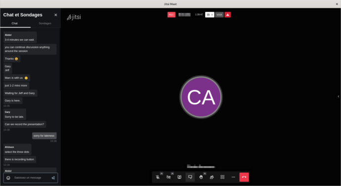 Jitsi Meet chat interface