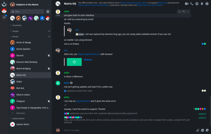 Element chat interface