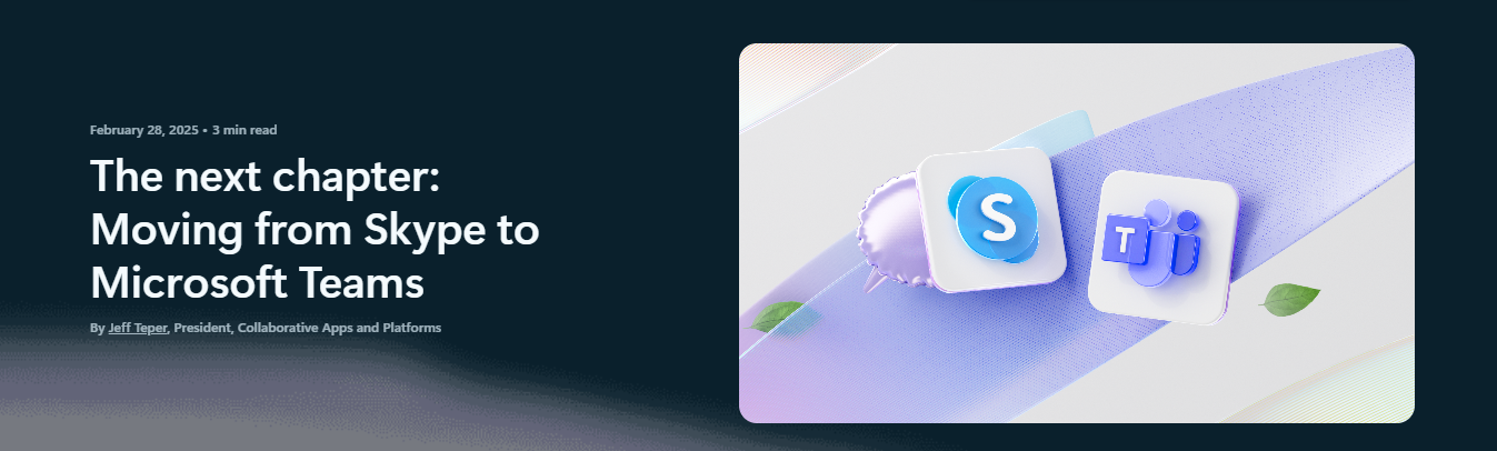 Official article on the Microsoft website regarding the discontinuation of Skype for Business updates