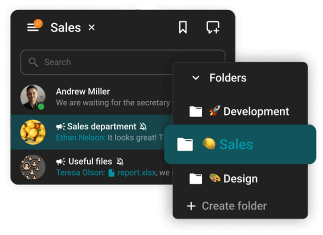 Creating team channels and using folders