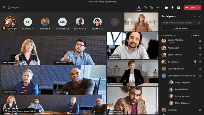 Microsoft Teams group video conference interface Microsoft Teams group video conference interface