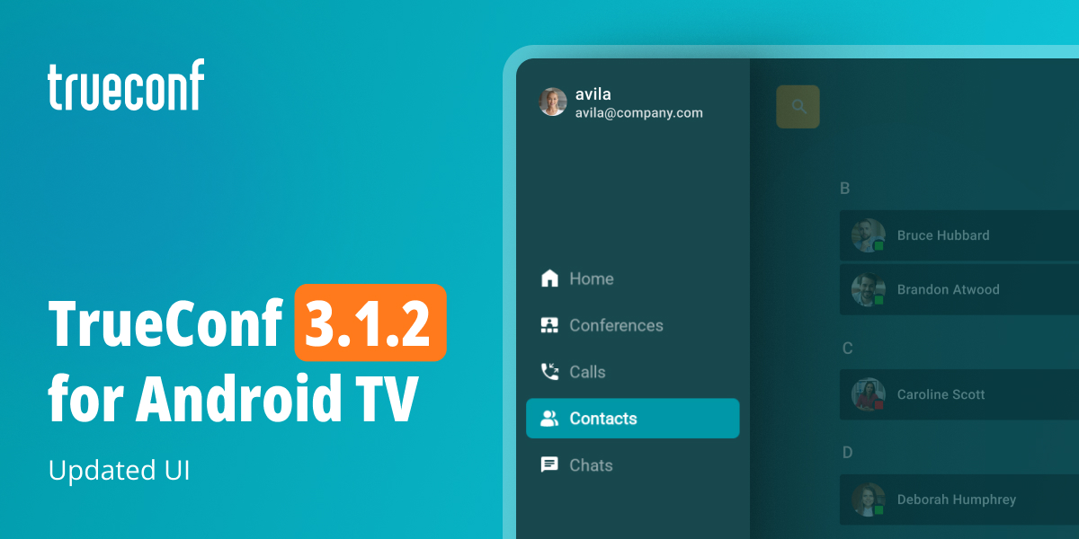 TrueConf 3.1.2 for Android TV: Updated UI 1