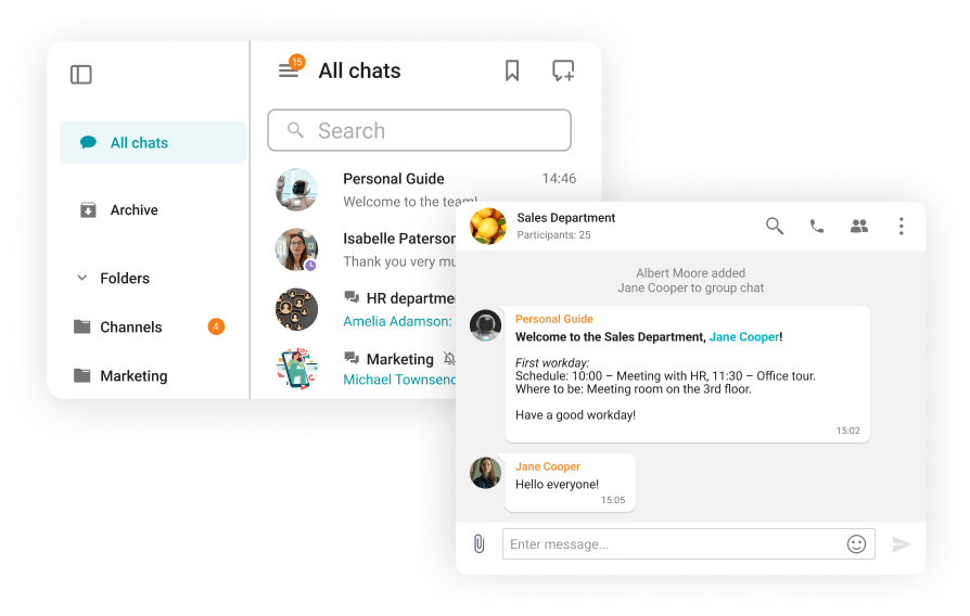 Corporate messenger as the part of the minimum working set