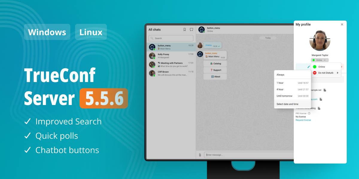 TrueConf Server 5.5.6: Enhanced Search, Quick Polls, and Chatbot Buttons 1