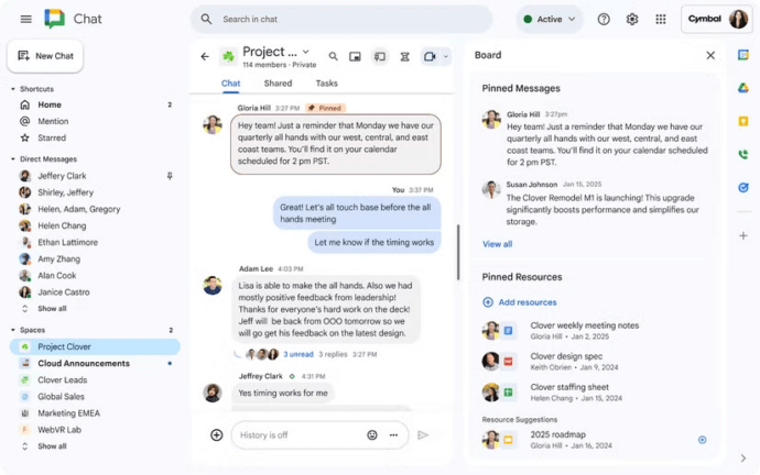 Las 15 Mejores Aplicaciones de Mensajería Instantánea Gratuitas para Empresas 7 Google Chat team messenger