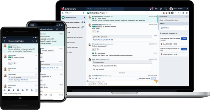 Las 15 Mejores Aplicaciones de Mensajería Instantánea Gratuitas para Empresas 8 Chatwork team messenger