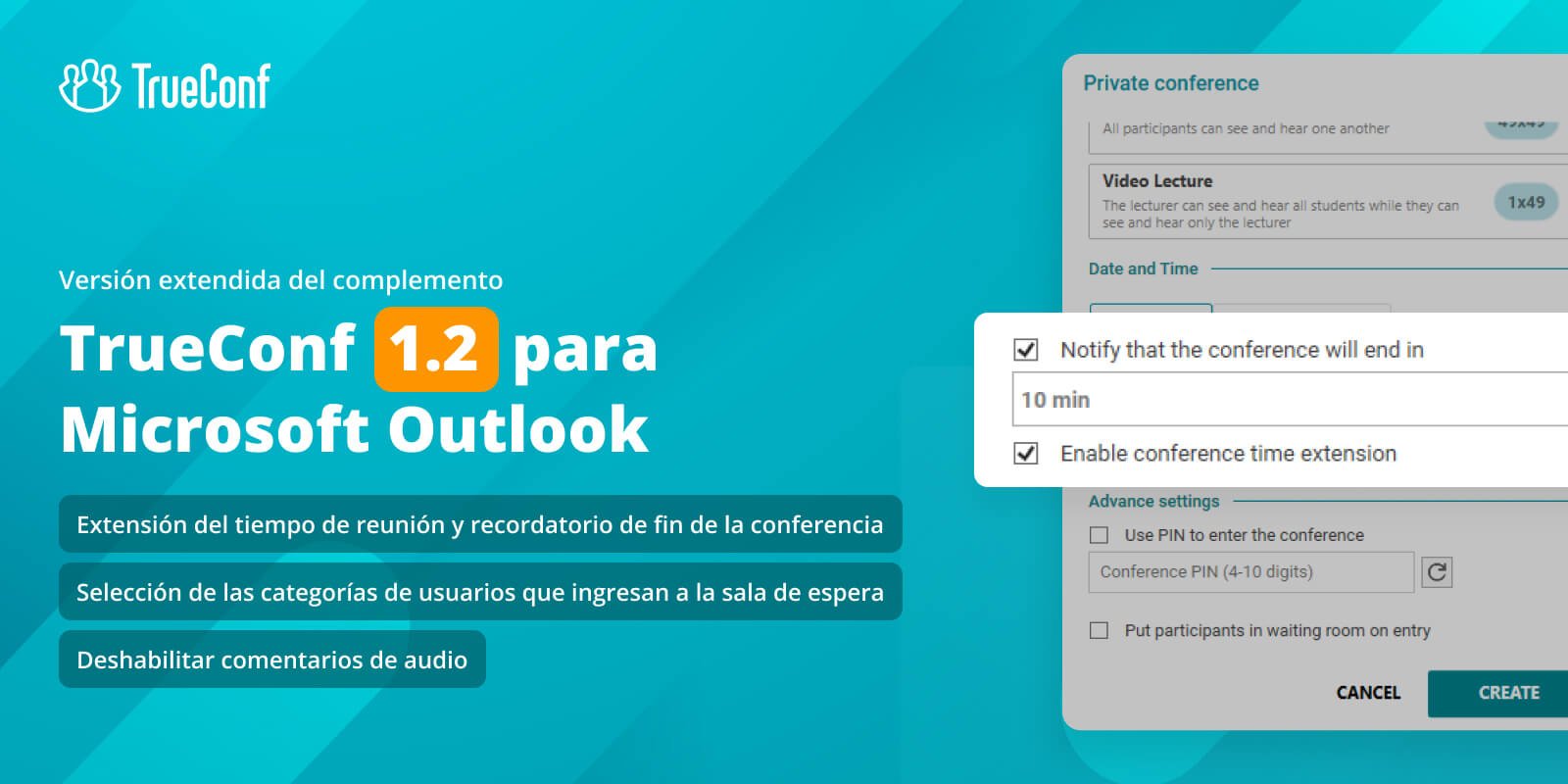 TrueConf 1.2 para Microsoft Outlook: versión extendida del complemento 4