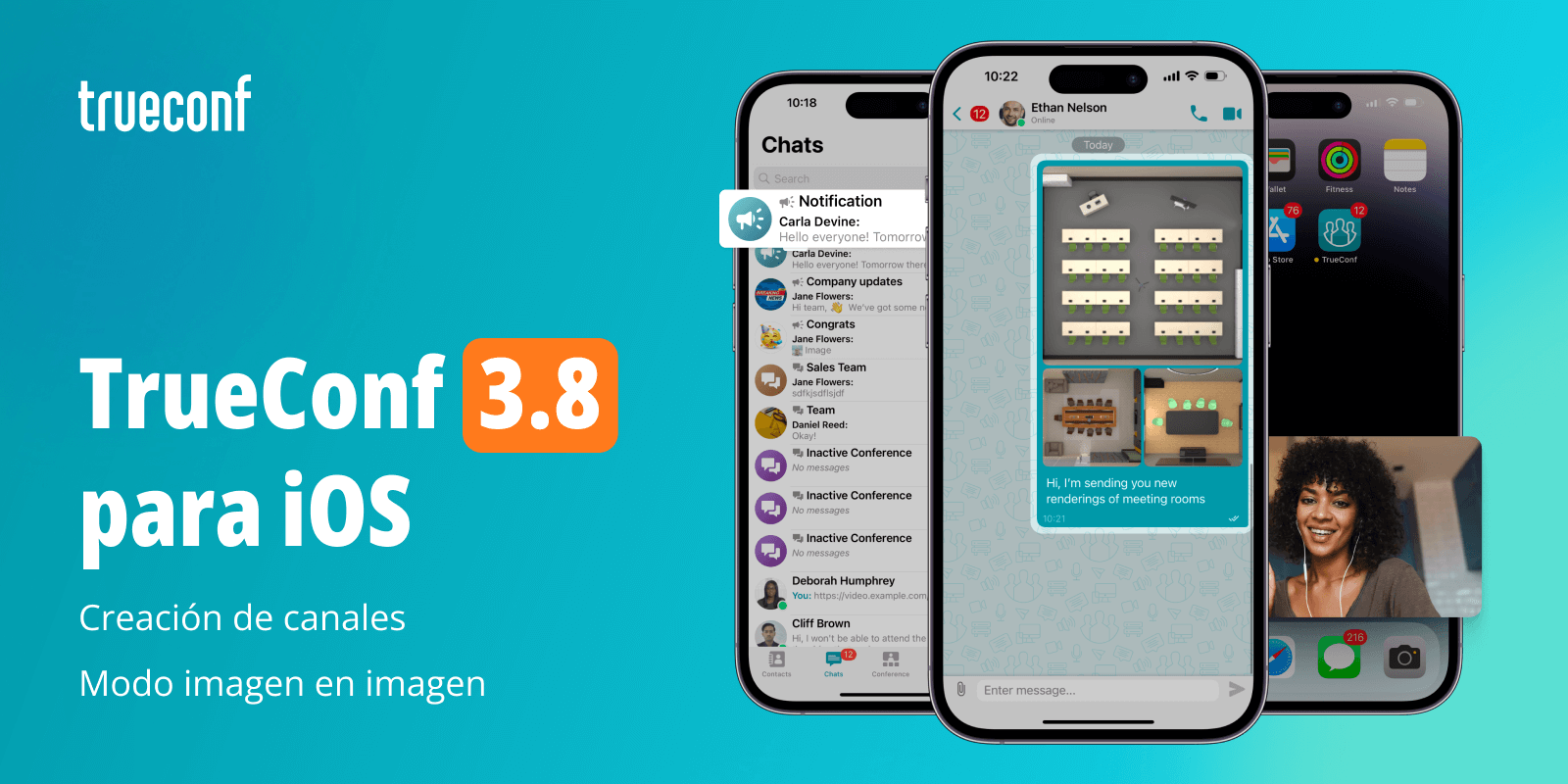 TrueConf 3.8 para iOS: creación de canales y modo imagen en imagen 1
