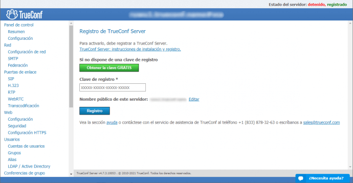 Cómo renovar la licencia del TrueConf Server Free 3