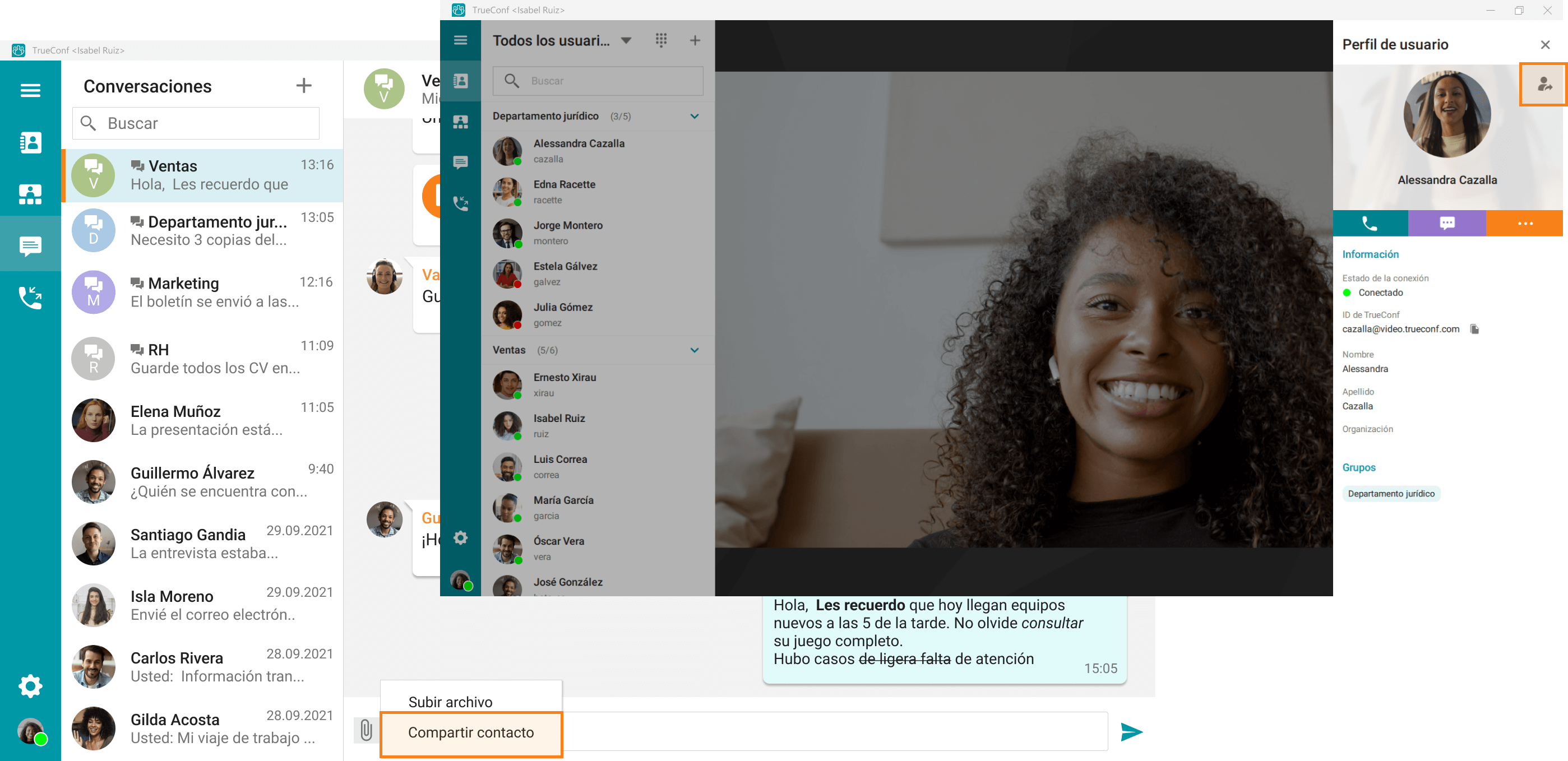 TrueConf 8.1 para Windows: mensajería de equipo mejorada, reproductor multimedia para grabaciones y destacado automático de contenido 19