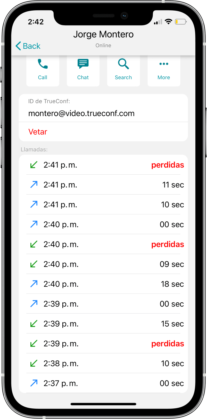 TrueConf 3.3 para iOS: nueva interfaz de usuario, modo de reunión inteligente, acceso sin conexión a chats, contactos e historial de llamadas 16