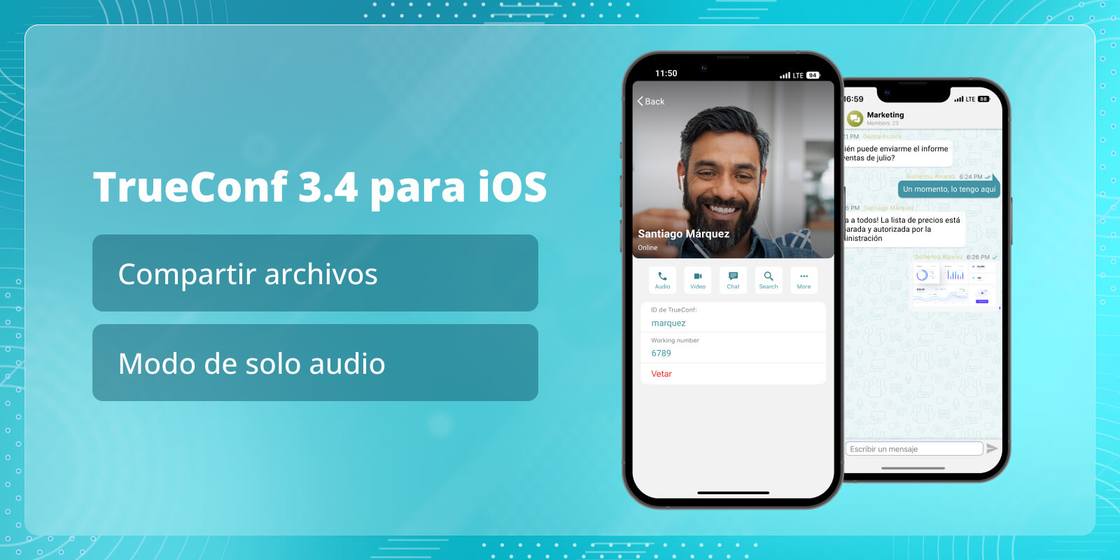 TrueConf 3.4 para iOS: Compartir archivos y modo de solo audio 2