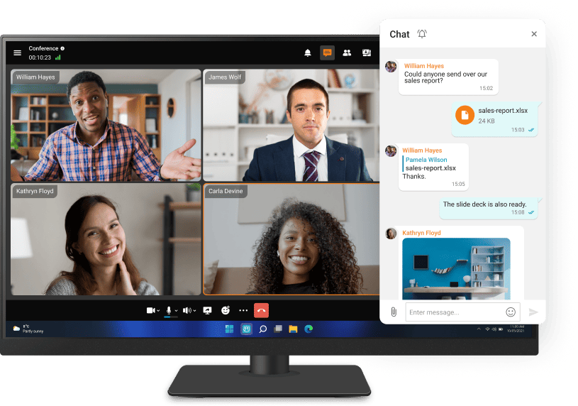 Videollamadas en equipo con chat y uso compartido de archivos como alternativa todo en uno a Skype for Business