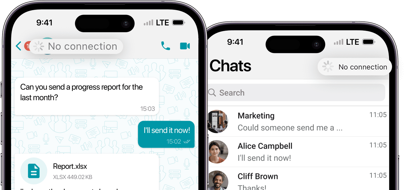Acesso offline às comunicações no aplicativo TrueConf para iOS