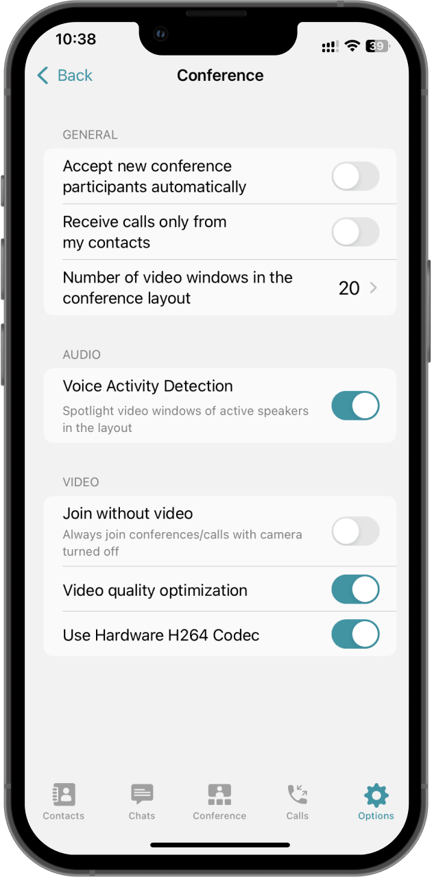 Приватность общения в придожении TrueConf на IOS устройстве