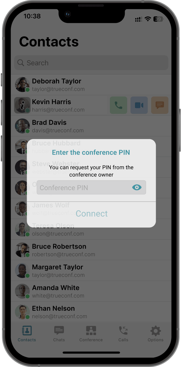 Connection by QR code in app TrueConf for IOS