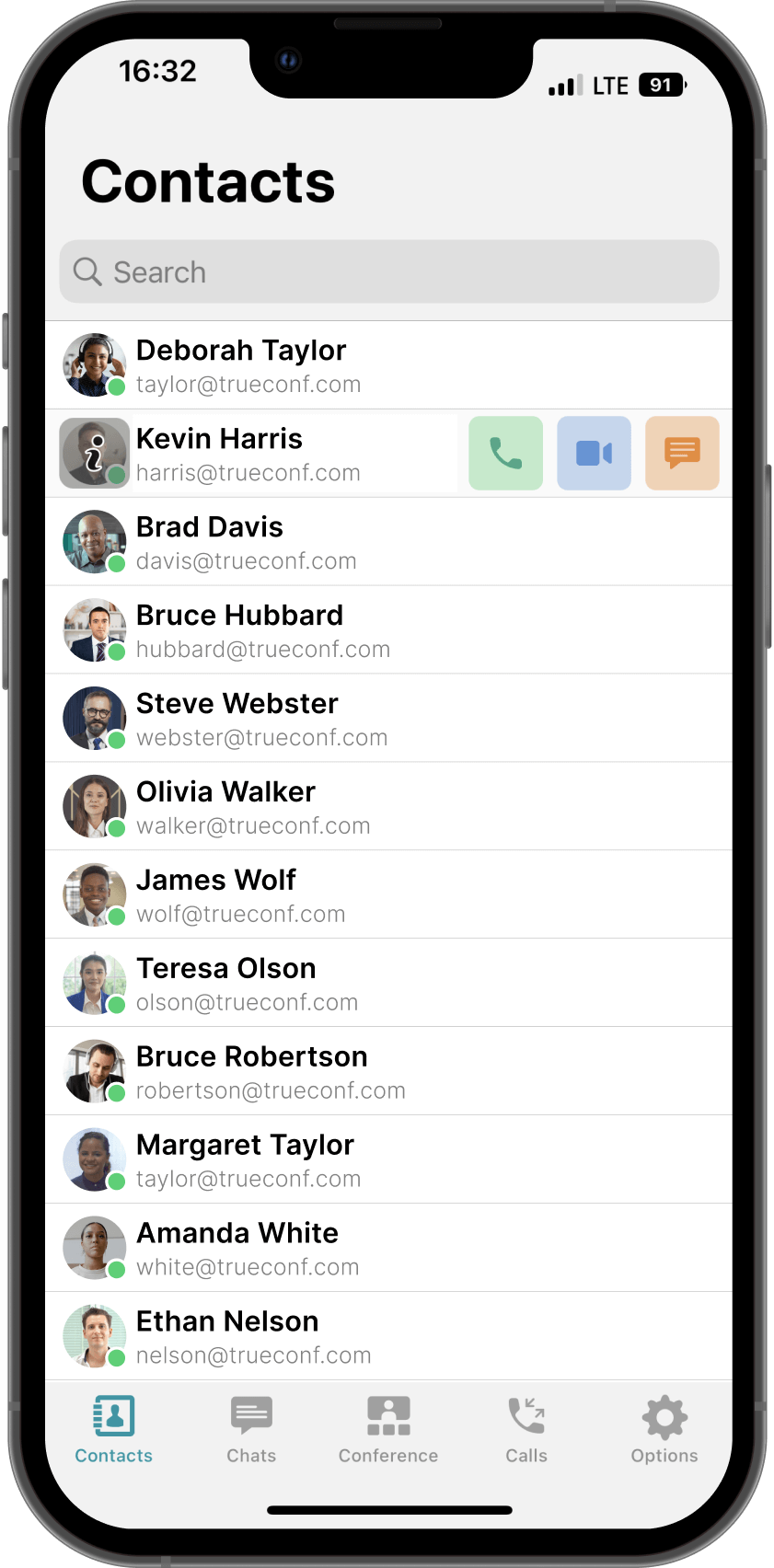 Not just a contact list in app TrueConf for IOS