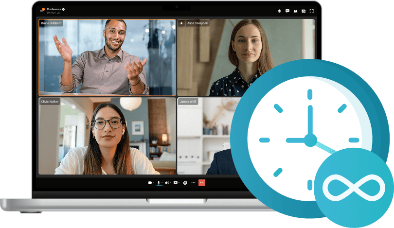 Interface de videochamada multiusuário com destaque para suporte a grandes reuniões virtuais Interface de videochamada multiusuário com destaque para suporte a grandes reuniões virtuais