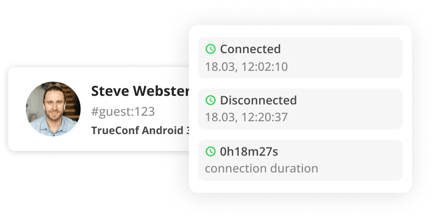 Tracking connection duration and user technical parameters. Tracking connection duration and user technical parameters.